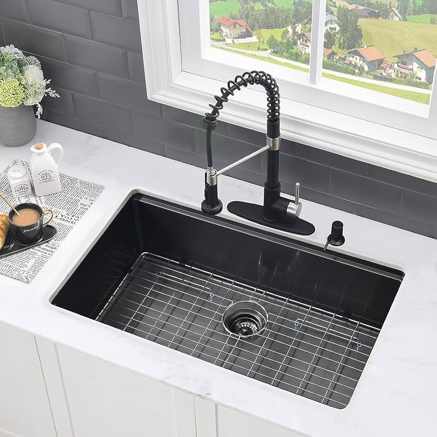 30 Inch Black Undermount Kitchen Sink Workstation-VASOYO